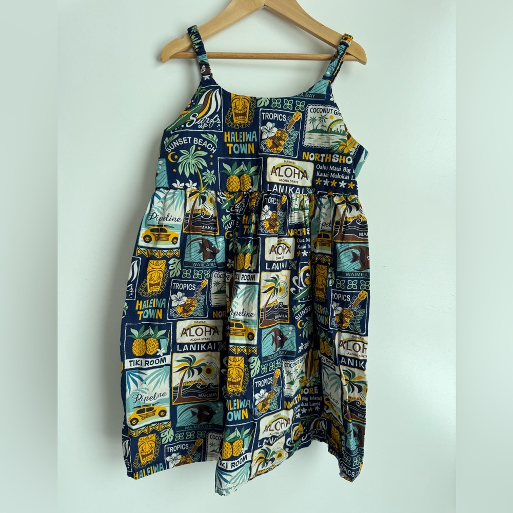 RJC Hawaiian Dress Girl 10 Aloha Lanikai‎ Fit Flare Tank Dress Cotton Hawaitt